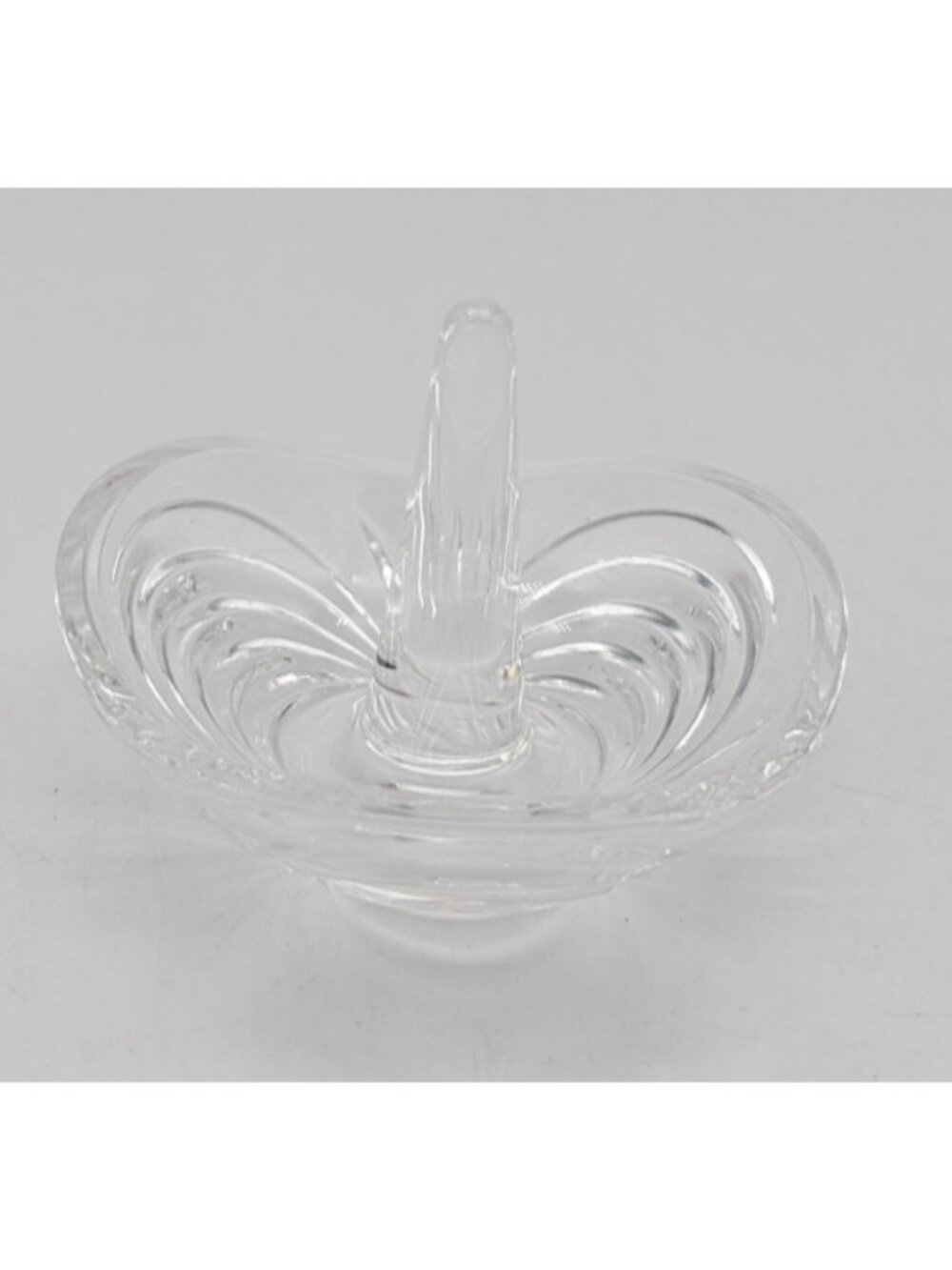 vintage 1980s Italian crystal ring holder cut glass jewelry dish